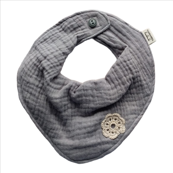 Handmade Bibs - Grey Flower